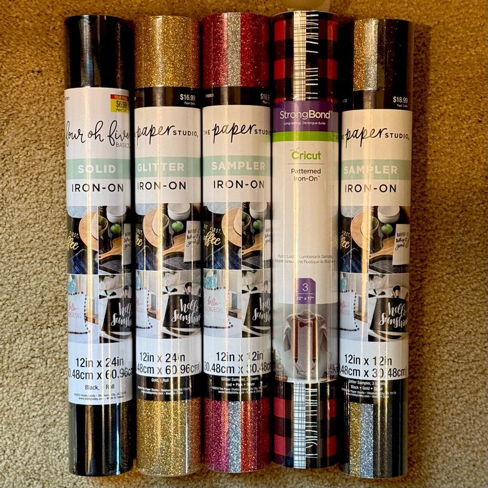 Paper Studio and Misc Heat Transfer Iron On Vinyl‎ Bundle for Cricut and Crafts